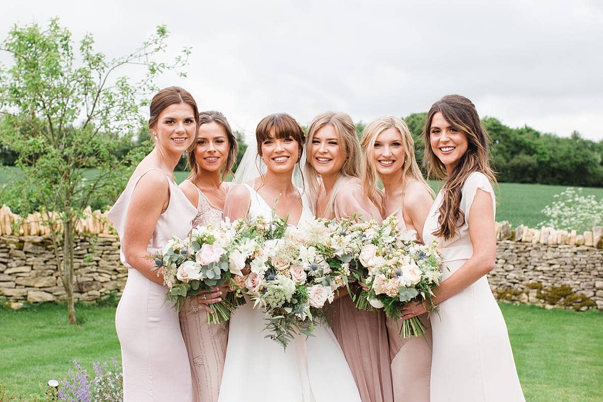 bride with bridesmaids Frogmill Inn gloucestershire wedding photographers
