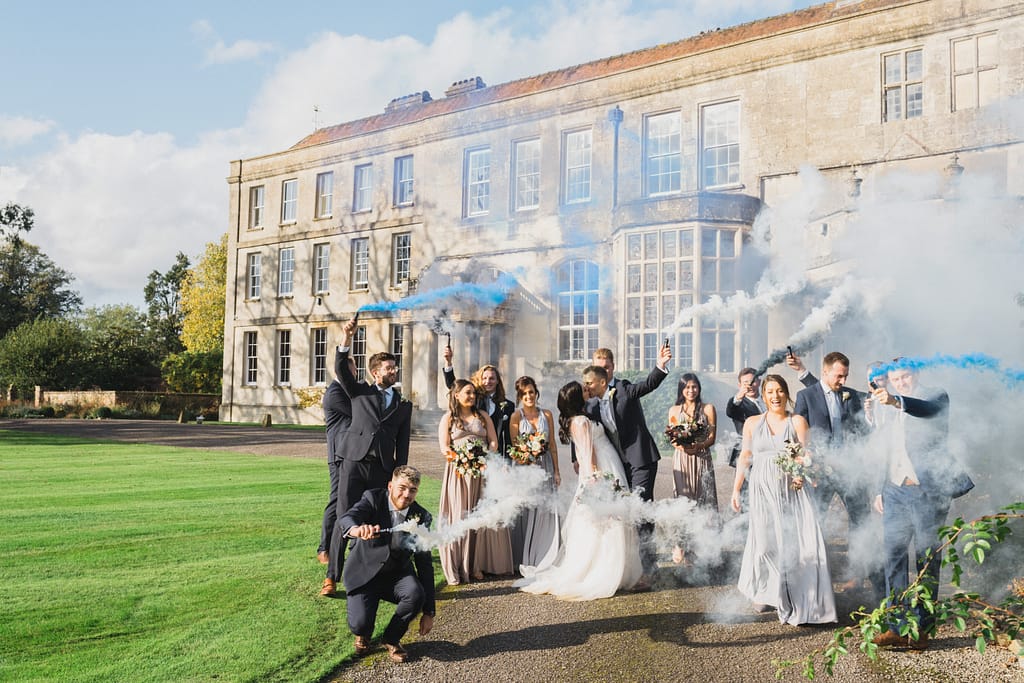 Elmore court wedding smoke bomb photography