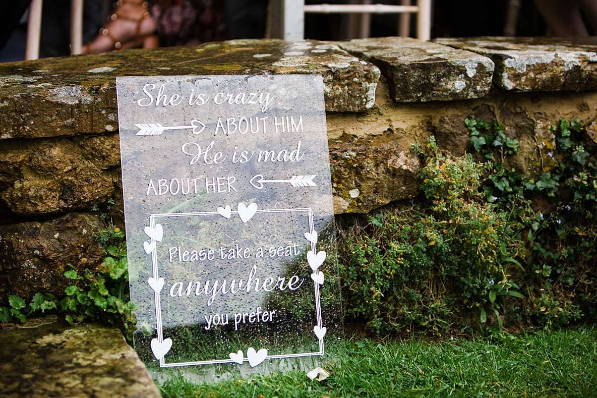 perspex wedding sign gloucester photography
