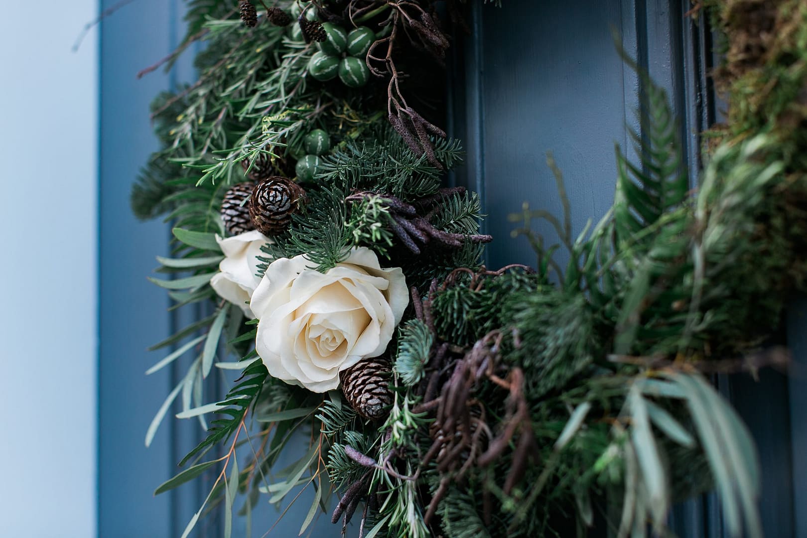 roses on christmas wreath wild and co 