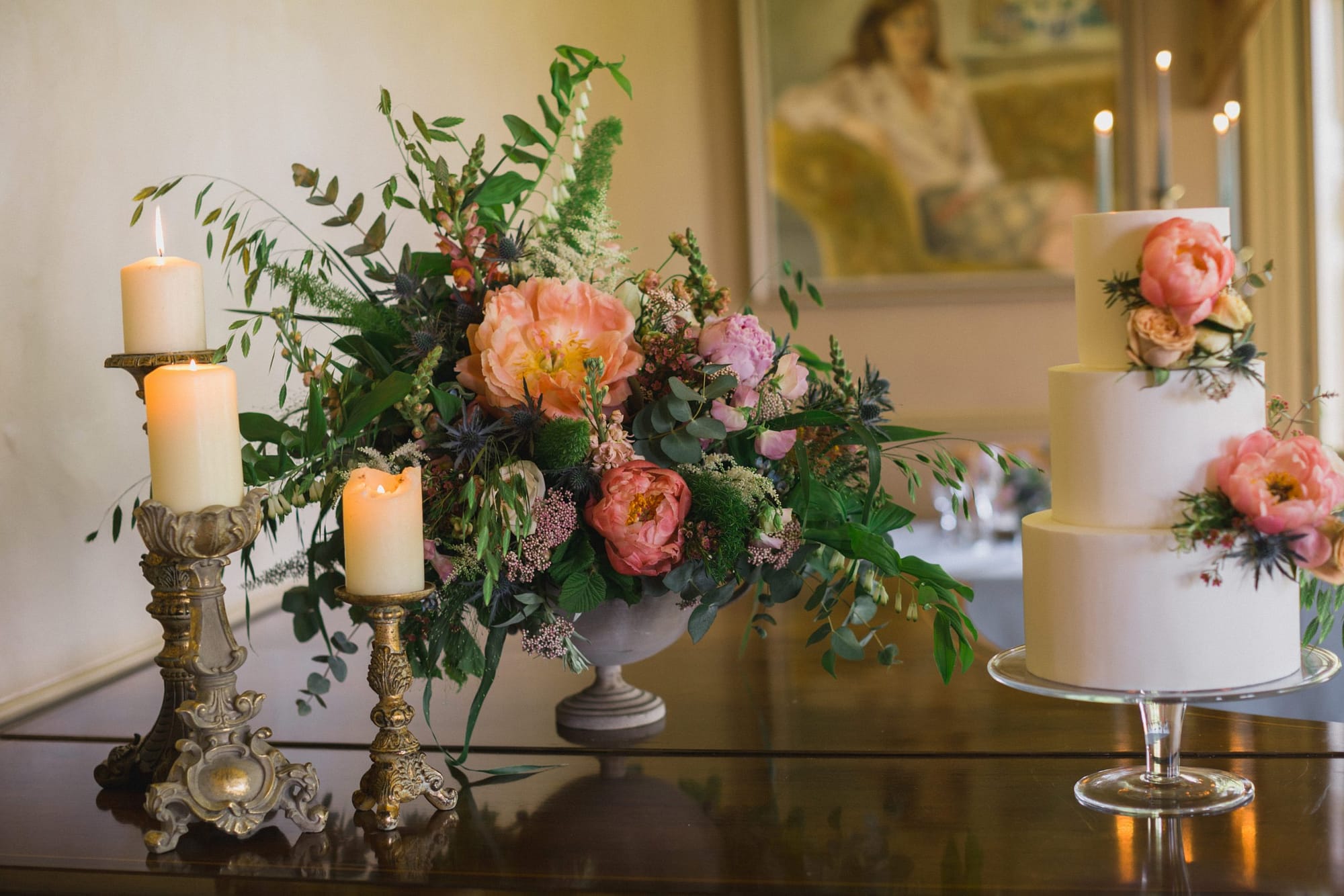 wild and co floral arrangement wedding day Gloucestershire