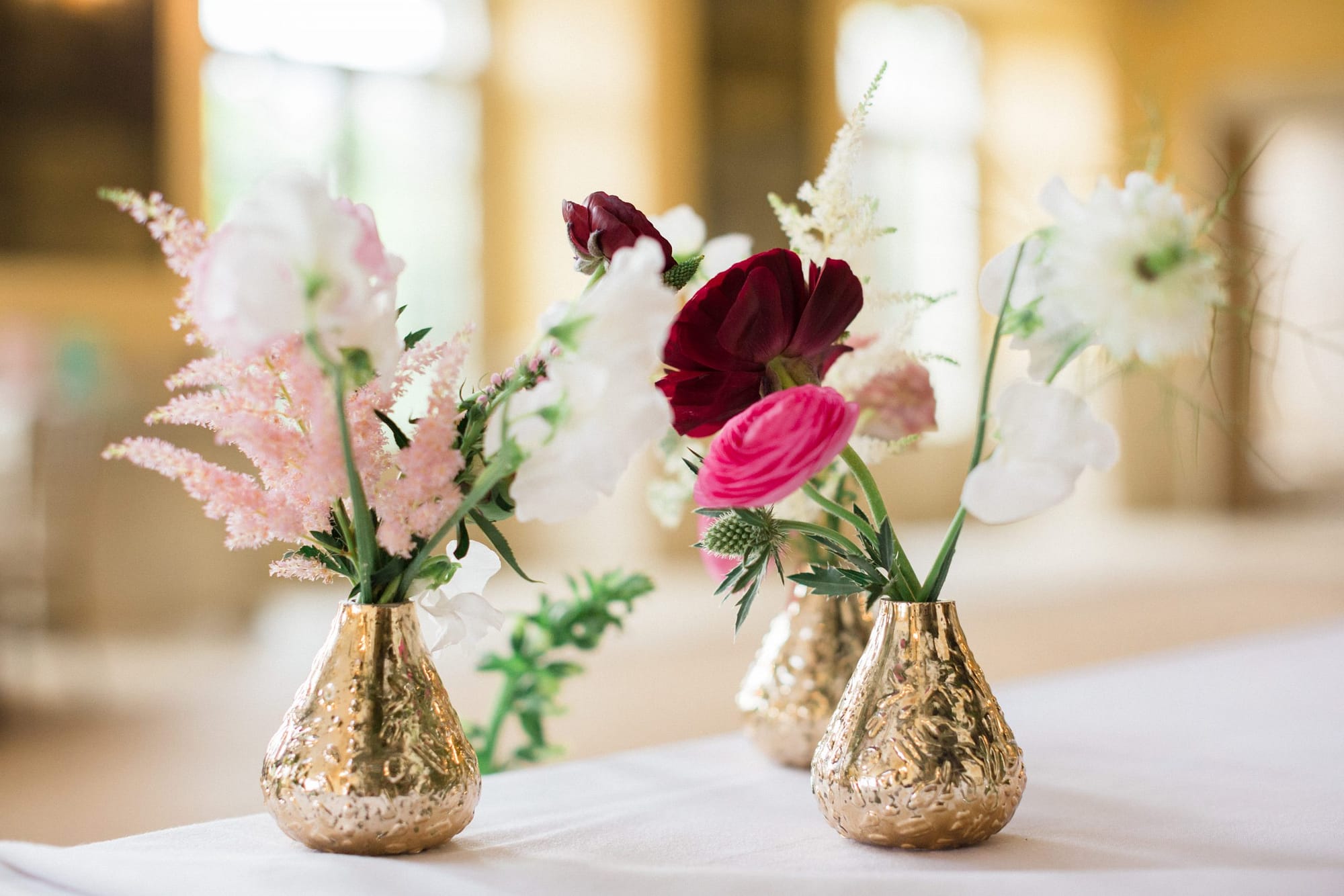 small vases Euridge Manor ball room wedding
