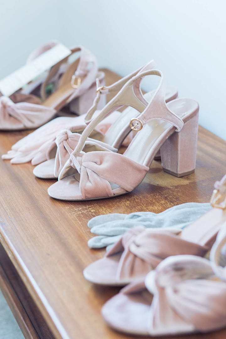 vintage pink wedding shoes gloucestershire wedding photographer