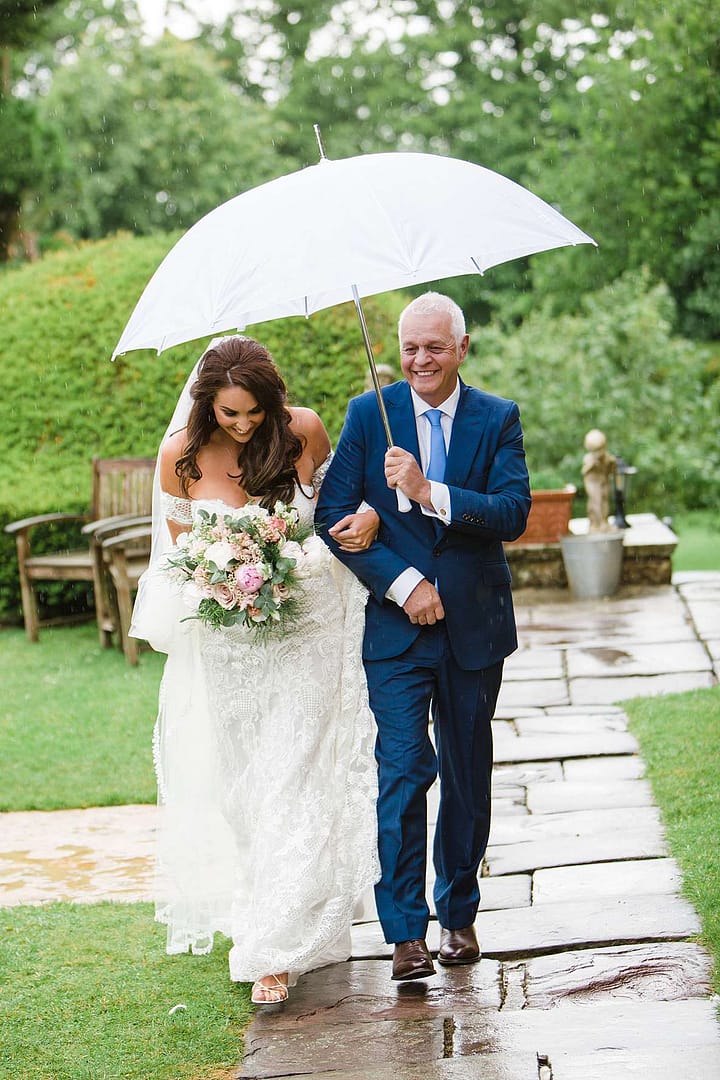 outdoor ceremony bride and dad photography gloucestershire